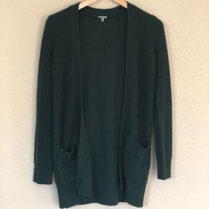 Forest green long knit cardigan